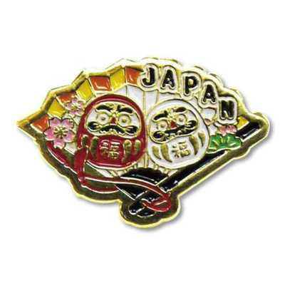 日本特產 胸針胸章衣服配飾書包別針徽章 摺扇狀別針徽章吧唧【不倒翁圖案】 1個