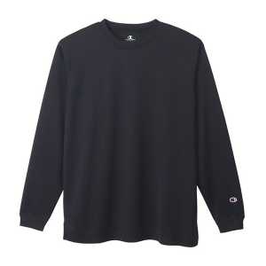 Champion冠軍 5.2OZ 男女通款 針織 純色長袖T恤 黑色 M 1件