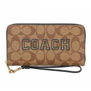 COACH蔻馳 經典花紋 字母印花  長款錢包CB856IMRQE 棕色&灰色 1個