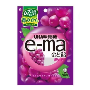 UHA味覺糖 e-ma 日本直郵進口清爽舒喉口氣清新維他命C 喉糖【葡萄口味】 50g