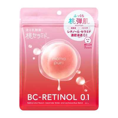 BCL momopuri 桃子精華保濕屏障 浸透滋潤彈性光澤面膜 7片