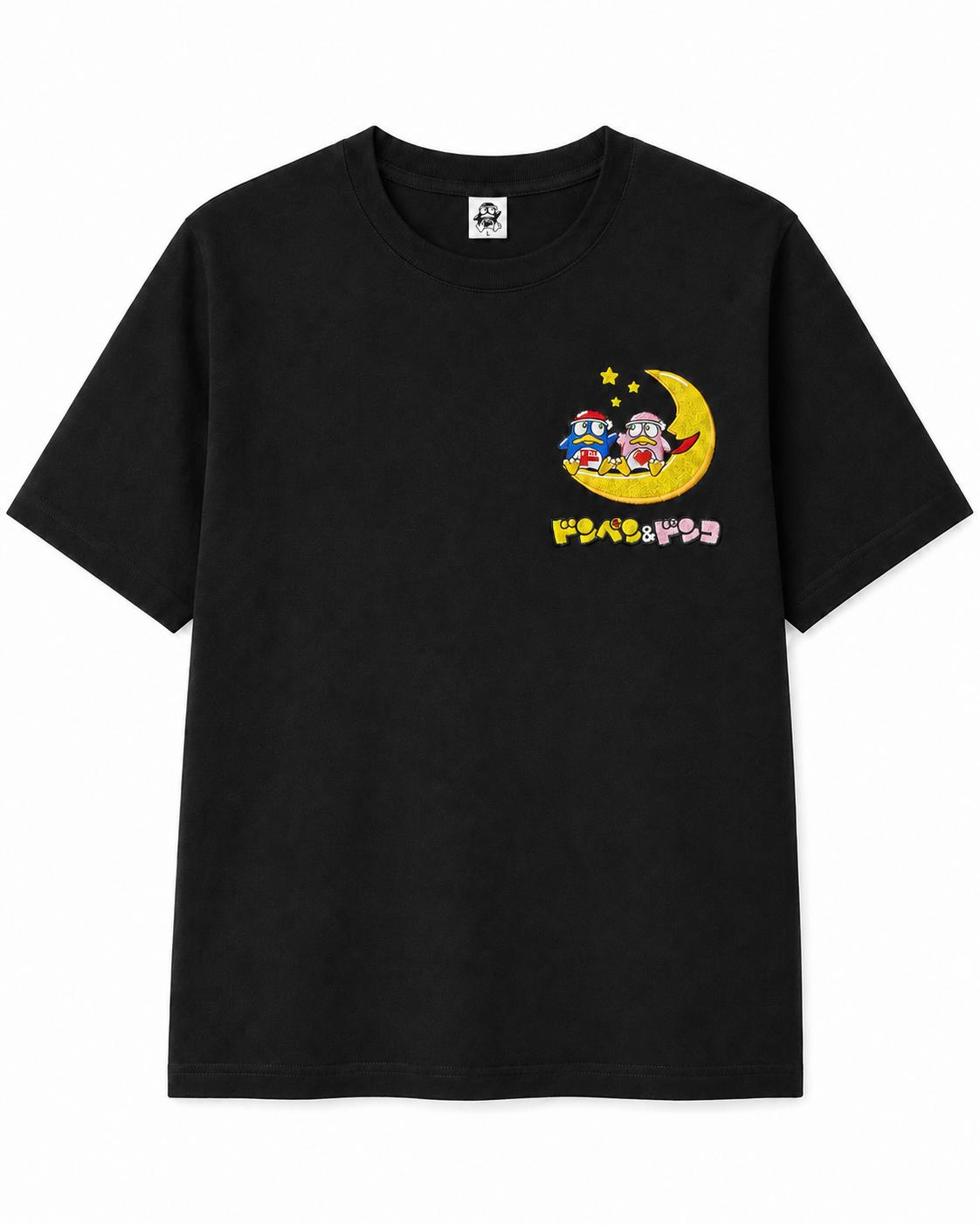 驚安殿堂限定 藍企鵝&粉企鵝 刺繡圖案 T恤 L 黑色 1件