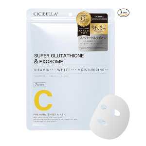 CICIBELLA 日本進口抗老抗氧化幹細胞補水緊致提亮修復毛孔美容液 SUPER GLUTATHONE保濕面膜 7片裝