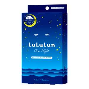 LuLuLun one night 光澤透明感保濕補水藍色 夜間修復清透煥白急救面膜 5片