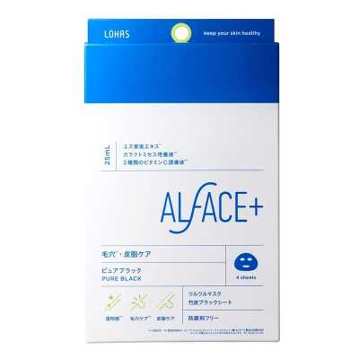 ALFACE+ 補水保濕清爽緊致滋潤收縮毛孔 護理面膜【純淨黑色-祛油改善毛孔】 4片