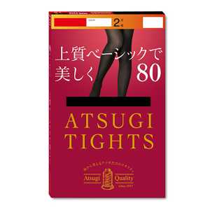 ATSUGI厚木 美麗上品 基礎款緊身褲襪 80D M-L 黑色 2雙