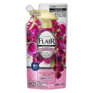 KAO花王 FLAIR 日本直郵進口防褶皺除臭消臭防靜電 衣物香氛柔順消臭噴霧【補充包】花果甜香粉 240ml