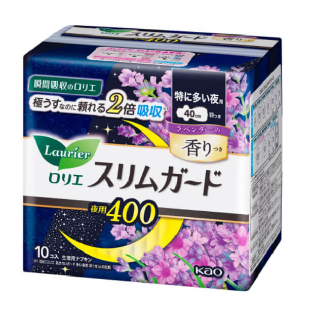 1号仓-KAO花王Laurier乐而雅S系列超薄瞬吸量多夜用护翼卫生巾玫瑰清香40cm10片装