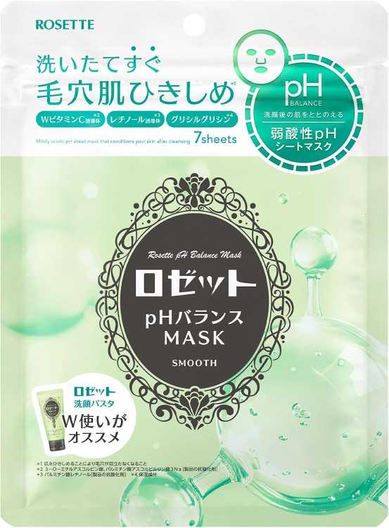 ROSETTE露姬婷 弱酸性 肌膚光滑水潤面膜 7片裝
