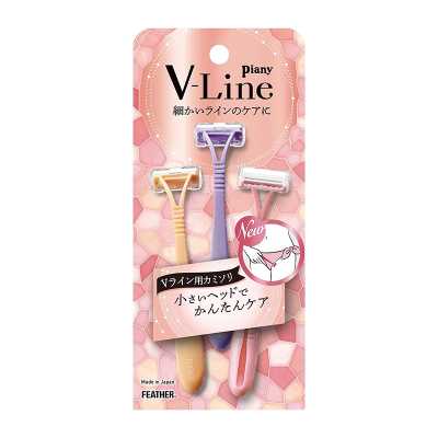 FEATHER羽毛牌 Piany V-Line 日本進口直郵保護肌膚不刮傷私密肌毛髮小刀頭 比基尼線私密處除毛刀 3支装