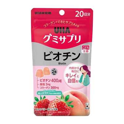 UHA悠哈 味覺糖 營養補充軟糖 生物素 草莓蜜桃味 20日份 40粒