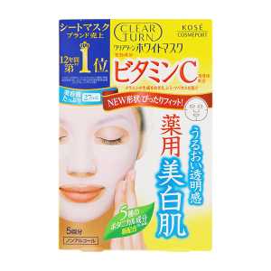 KOSE高絲 Cosmeport Clear Turn補水保濕提拉緊致美白嫩滑維他命C面膜 5片裝
