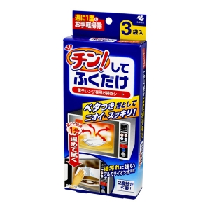 小林製藥 日本進口直郵除臭去味蒸氣清潔分解油垢 微波爐淨味清潔紙巾 3枚入