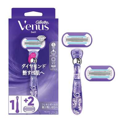 Gillette吉列 Venus維納斯 日本進口直郵濕潤肌膚體毛修剪修毛保護皮膚刮毛腋毛全身手動剃鬚脫腿毛 光滑亮澤肌膚除毛刀 1刀架2刀頭