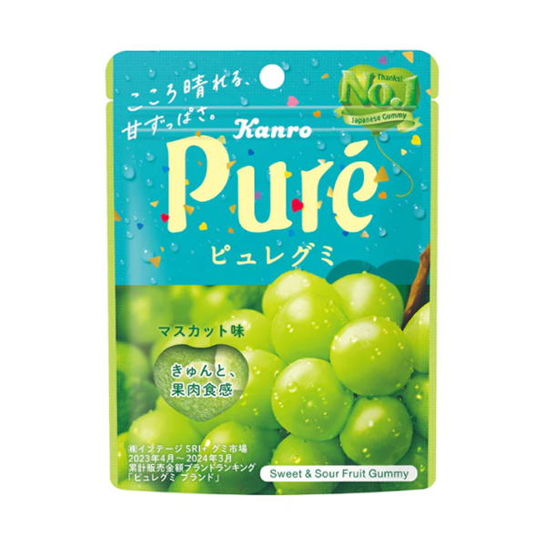 Kanro甘樂 Pure 日本直郵進口QQ糖橡皮糖伴手禮 水果軟糖【青葡萄味】 56g