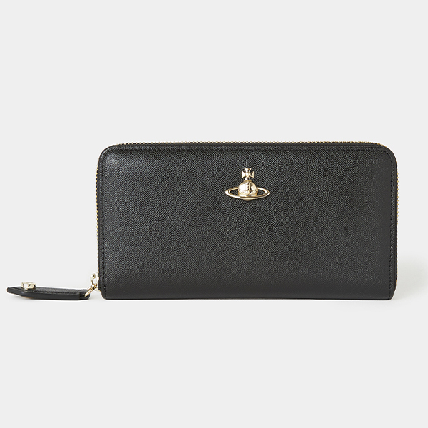 Vivienne Westwood women's cross-grain leather long wallet black 1