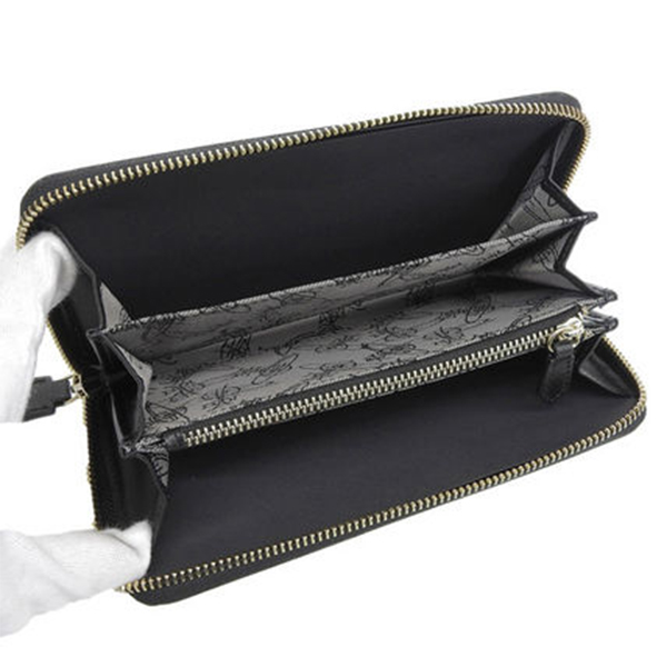 Vivienne Westwood women's cross-grain leather long wallet black 1