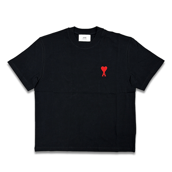 AMI PARIS 针织短袖T恤AMPBFUTS005726001TS 黑色 S 1件-DONKI Official