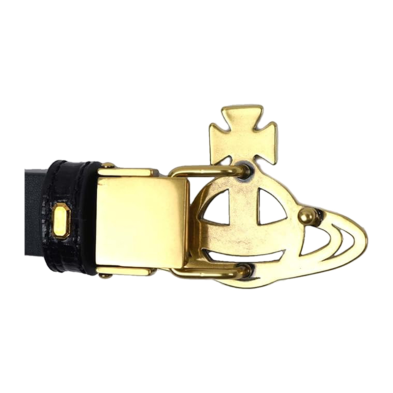 Vivienne Westwood Queen Mother Unisex Black and Gold Belt