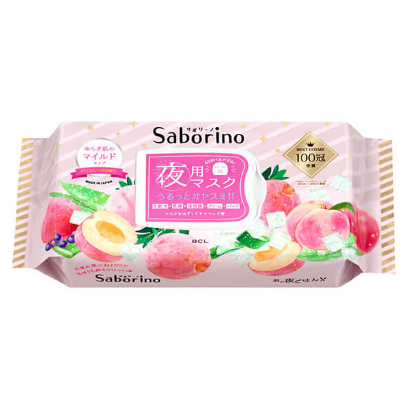 BCL Saborino 清潔滋養保濕晚安面膜 水果蜜桃 28片裝