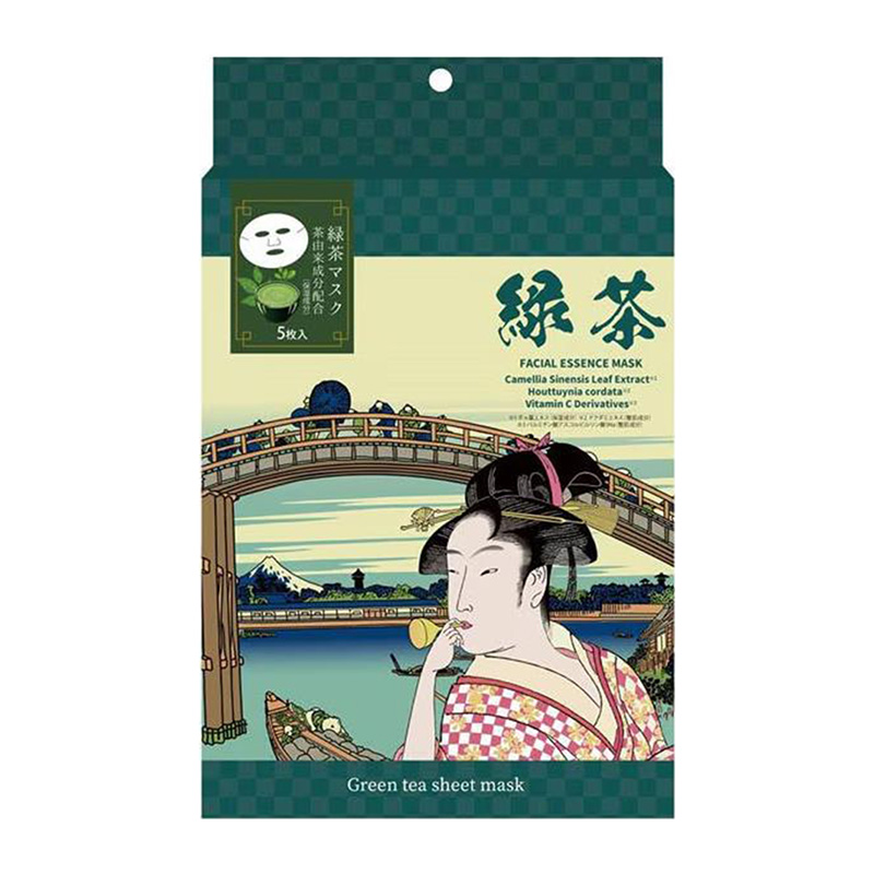 PPIH Edo Fuji Painting Theme Green Tea Mask 5 pieces-DONKI