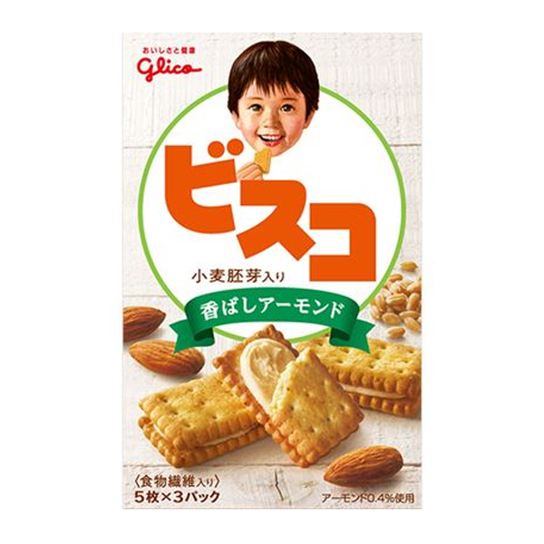 Glico固力果格力高儿童乳酸菌夹心饼干零食【香杏】15个装