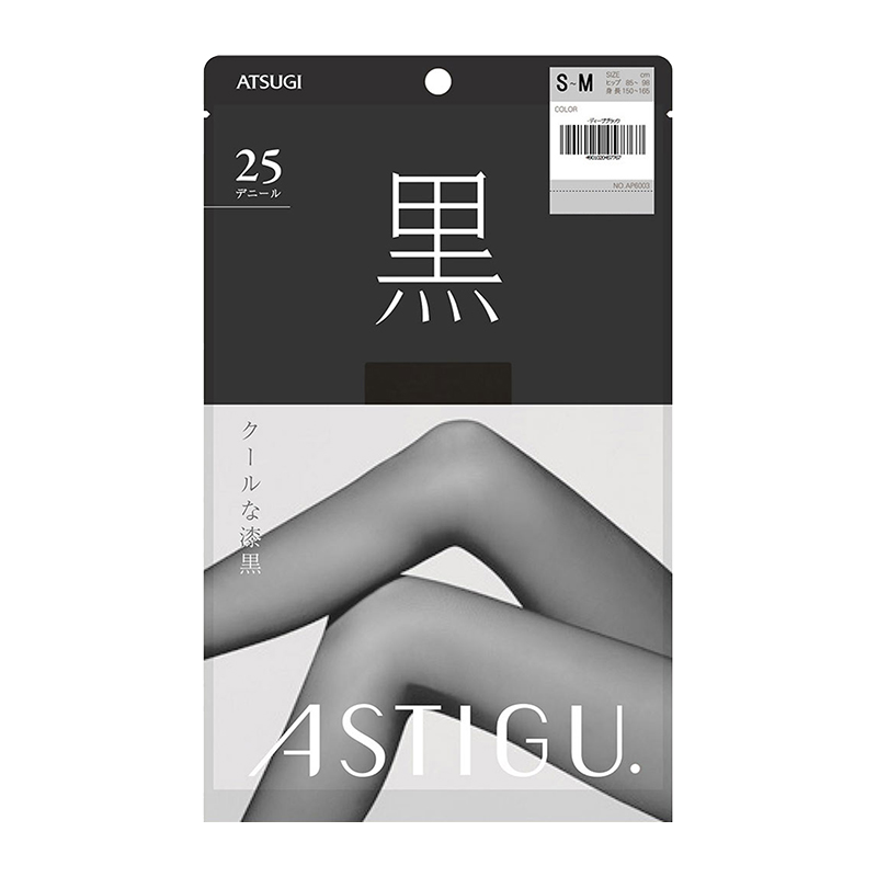 ASTIGU 【黒】クールな漆黒 25デニールシアータイツ ディープブラック