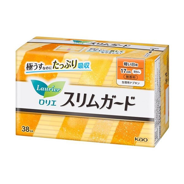 1号仓-KAO花王Laurier乐而雅S系列超薄瞬吸普通日用无翼型卫生巾17cm38片装