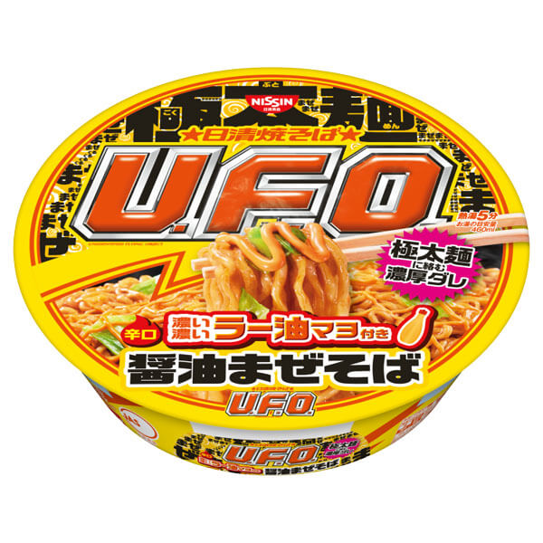 日清 ufo飛碟 醬油味 含辣油蛋黃醬 炒麵 112g
