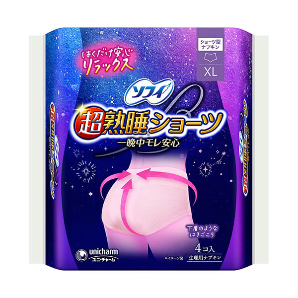 Unicharm尤妮佳Sofy蘇菲 超熟睡安心褲 夜用量多XL 無香料 4個