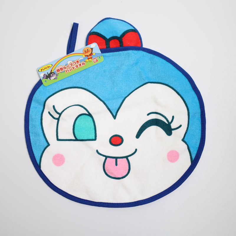 麵包超人 臉部圖案帶掛繩毛巾 30×27cm （藍蜻蜓）
