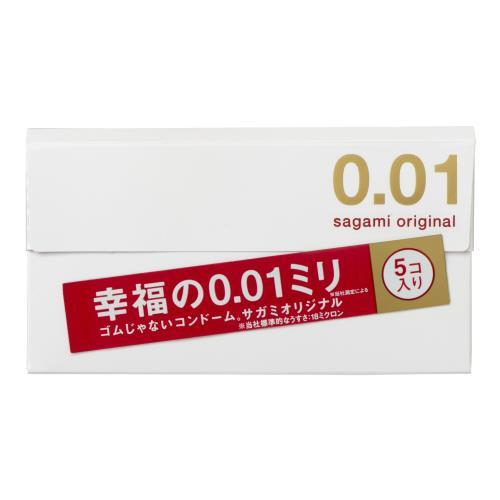 SAGAMI Original 相模001 日本進口直郵元祖極致薄感耐用性傳遞肌膚溫度幸福之0.01mm避孕套 超薄保險套 5個裝