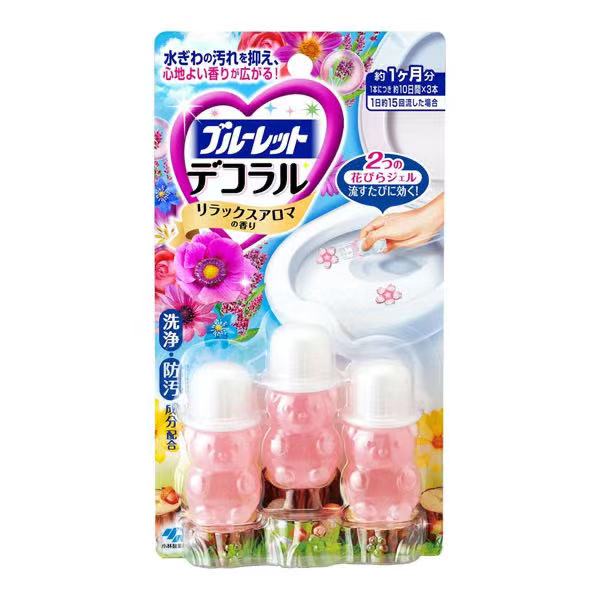 小林製藥 日本進口直郵抑制水垢防污清潔劑怡人香味去異味防臭劑 馬桶消臭花瓣香氛凝膠【清新花香】 7.5g×3個入