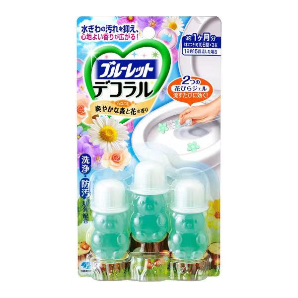 小林製藥 日本進口直郵可愛花瓣造型強效潔淨宜人香氛抗菌洗淨 花瓣潔廁凝膠【清爽森林香】 7.5g×3個