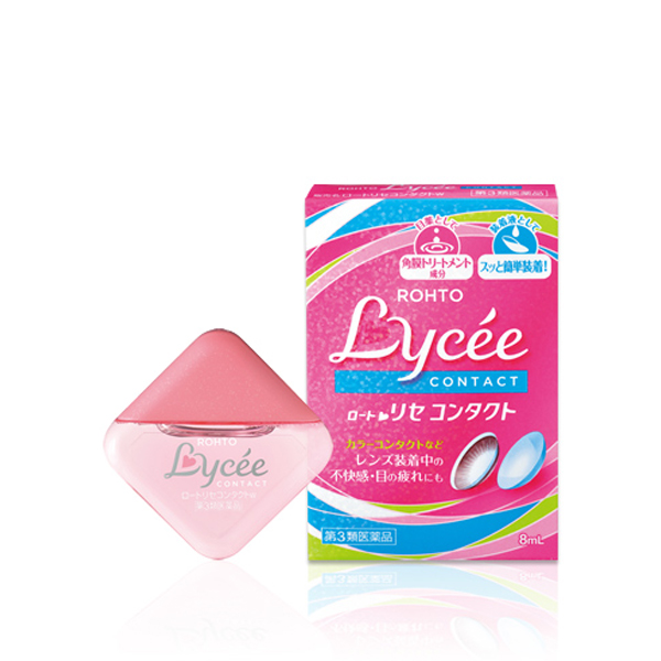 ROHTO乐敦Lycee小粉花缓解干涩疲劳隐形眼镜美瞳眼药水滴眼液8ml