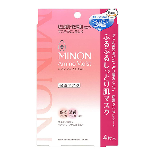 1号仓-MINON蜜浓 敏感干燥肌温和补水保湿护肤淡化细纹 氨基酸凝胶面膜 4片装