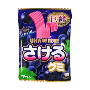 UHA味覺糖 日本直郵進口酸甜甘甜適口果汁軟糖濃郁水果口味伴手禮 手撕軟糖【巨峰葡萄口味】 7枚入