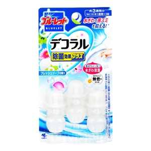 小林制藥 Bluelet 除臭神器去異味防臭劑廁所清潔劑 馬桶開花清潔凝膠【除菌除漬-清爽皂香】 3個