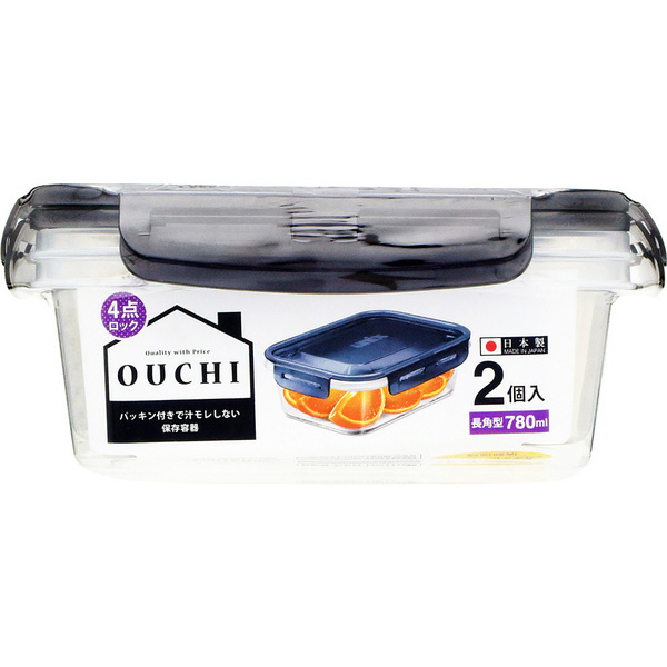 惊安殿堂限定 OUCHI 不漏液 保存密封容器 长方型 L 780ml-驚安の殿堂