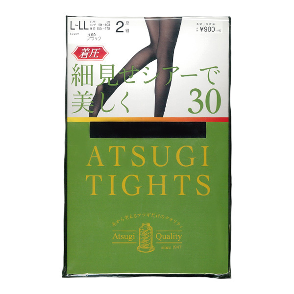 厚木(ATSUGI)著壓褲襪 瘦腿通透 30D 黑色 L-LL(2雙)